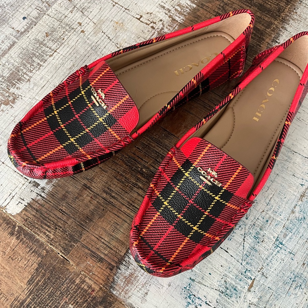 Coach Marley Driver Plaid loafers